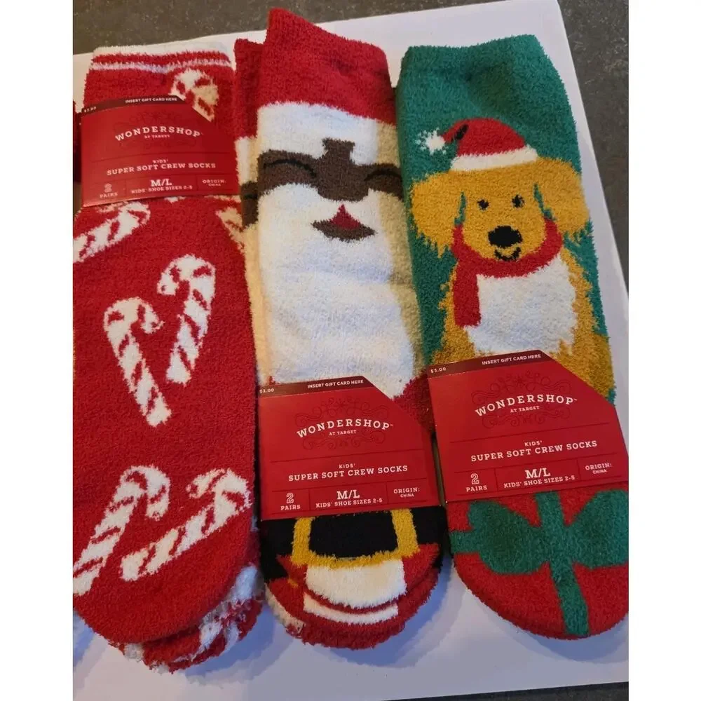 NWT Target Wondershop Kids Fuzzy Socks Lot 10 Pairs M/L Size 2-5 Christmas Crew